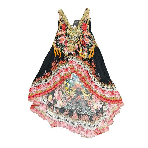 NWT Czarina Crystal Embellished Silk Blend Hi-Low Floral Maxi Dress S - Picture 4 of 16